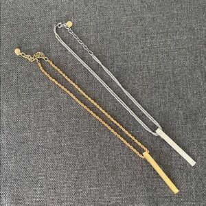 Twisted Silver Bar Pendant Necklaces